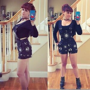 Blackmilk Moon and Sun Short Overalls